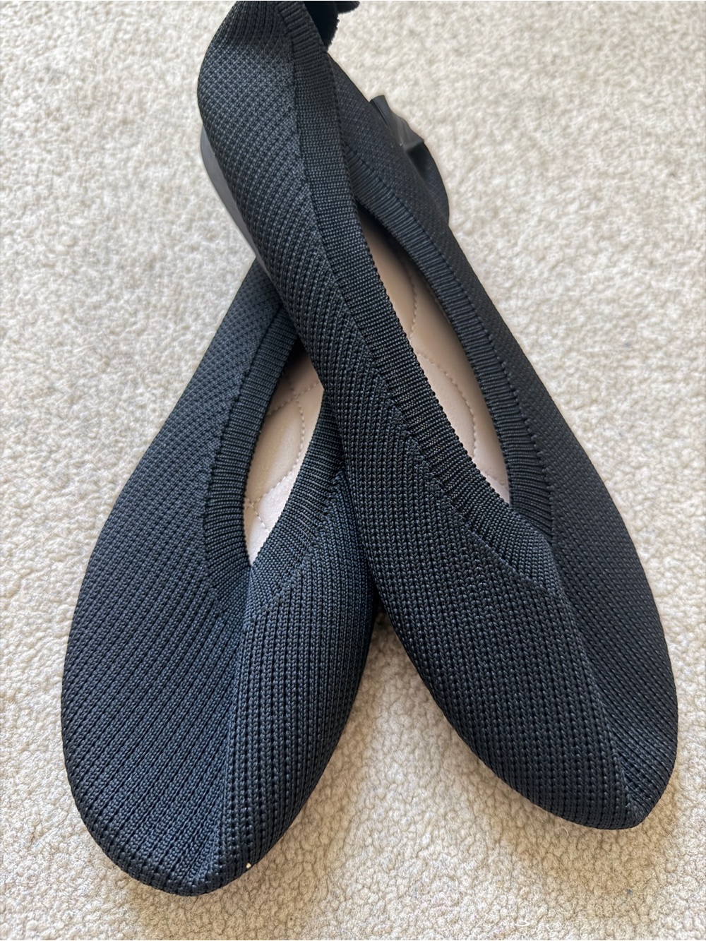 Women’s Black Knit Ballet Flats Size 43 -runs smaller Slip On Round Toe